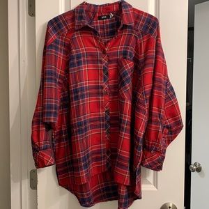 Oversized plaid dolman flannel